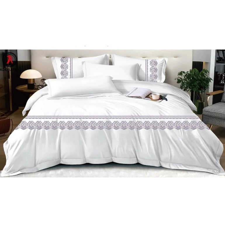 Pure color lace 3-piece bed sheet set