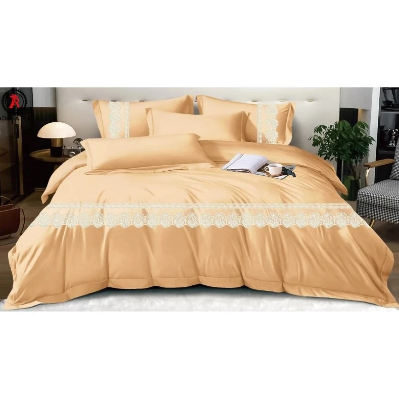 Pure color lace 4-piece bed sheet set